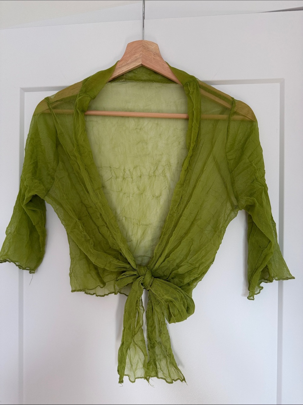 Olive Green Sheer Draped Women's Tunic Cardigan